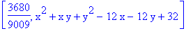 [3680/9009, x^2+x*y+y^2-12*x-12*y+32]